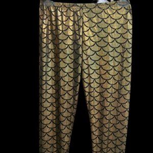 Mermaid Print Gold Leggings Fit XS NWT